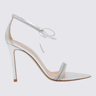 GIANVITO ROSSI SILVER LEATHER SANDALS