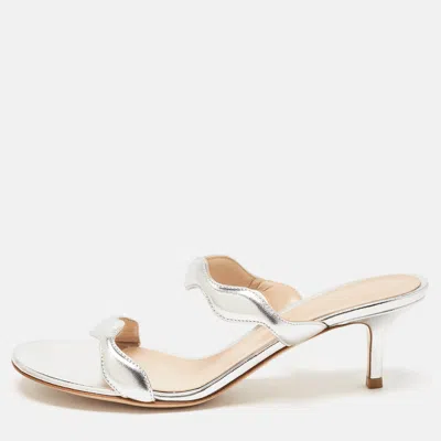 Pre-owned Gianvito Rossi Silver Leather Wavy Sandals Size 38