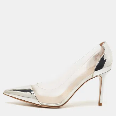Pre-owned Gianvito Rossi Silver Patent Leather And Pvc Plexi Pumps Size 38
