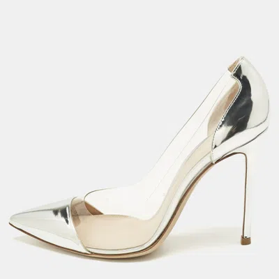 Pre-owned Gianvito Rossi Silver Patent Leather And Pvc Plexi Pumps Size 41