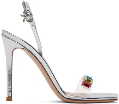 Gianvito Rossi 115mm Crystal-adorned Metallic Sandals In Grey