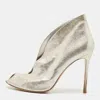 Gianvito Rossi Silver Suede Peep Toe Ankle Booties In Gold