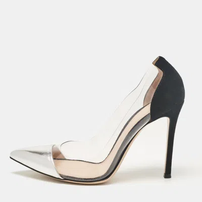Gianvito Rossi Silver/black Leather Suede And Pvc Plexi Pumps In Multi