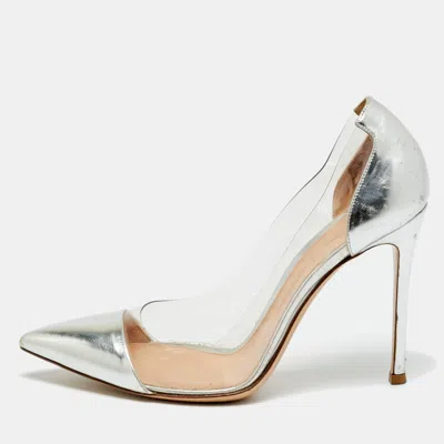 Gianvito Rossi Silver/transparent Leather And Pvc Plexi Pumps