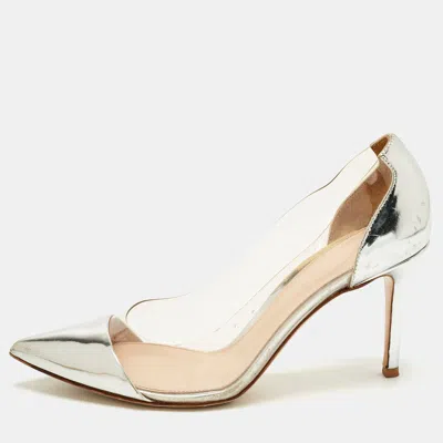 Gianvito Rossi Silver/transparent Leather And Pvc Plexi Pumps