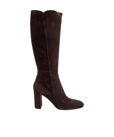 Gianvito Rossi Simple Suede Kneehigh Boots In Brown