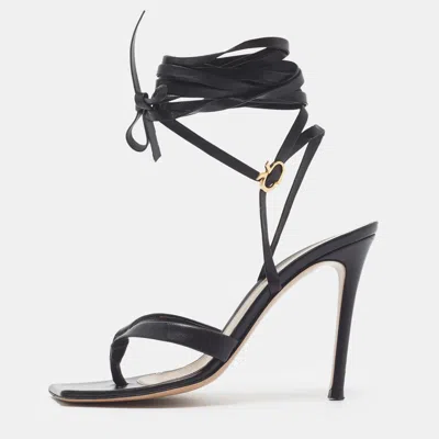 Pre-owned Gianvito Rossi Size 36 Black Leather Ankle Strap Sandals