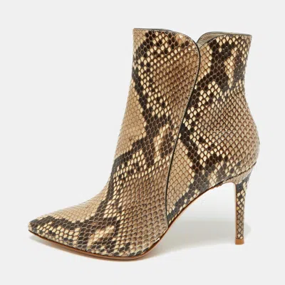 Pre-owned Gianvito Rossi Size 37 Brown Snakeskin Leather Ankle Length Boots