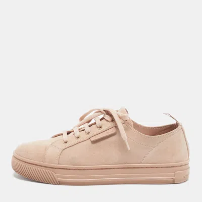 Pre-owned Gianvito Rossi Size 37 Brush Pink Suede Lace Up Sneakers