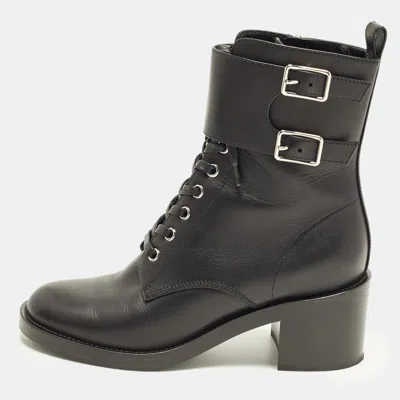 Pre-owned Gianvito Rossi Size 37.5 Black Leather Combat Boots