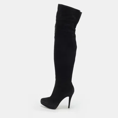 Pre-owned Gianvito Rossi Size 37.5 Black Suede Knee Length Boots