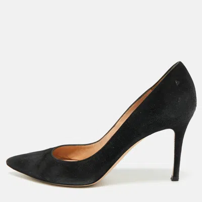 Pre-owned Gianvito Rossi Size 37.5 Black Suede Pointed Toe Pumps
