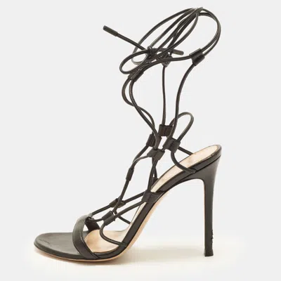 Pre-owned Gianvito Rossi Size 38.5 Black Leather Gladiator Sandals