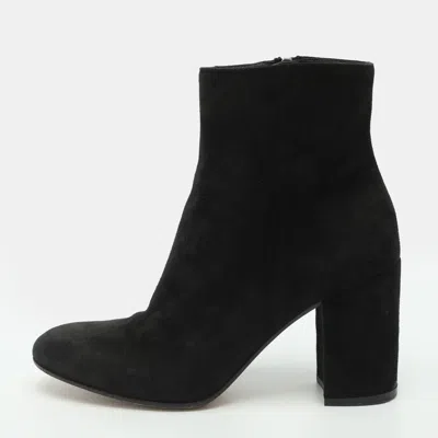 Pre-owned Gianvito Rossi Size 38.5 Black Suede Ankle Length Boots