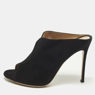 Pre-owned Gianvito Rossi Size 39.5 Black Suede Open Toe Mules