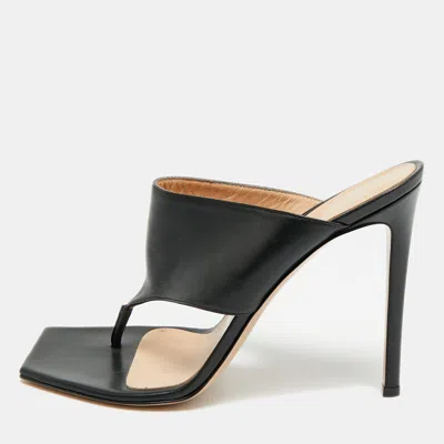 Pre-owned Gianvito Rossi Size 40 Black Leather Slide Sandals