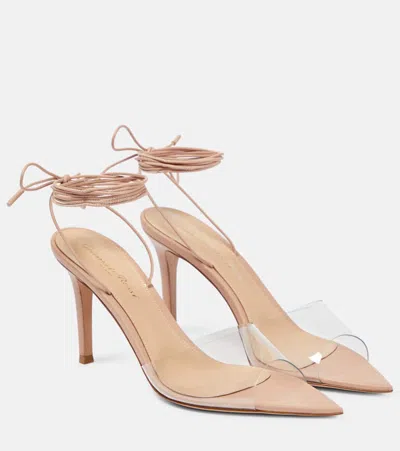Gianvito Rossi Skye 85 Pvc And Leather Sandals In Trasp+peach