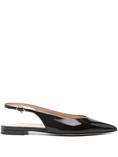 Gianvito Rossi Slingback Pointed Flat Pumps In Black