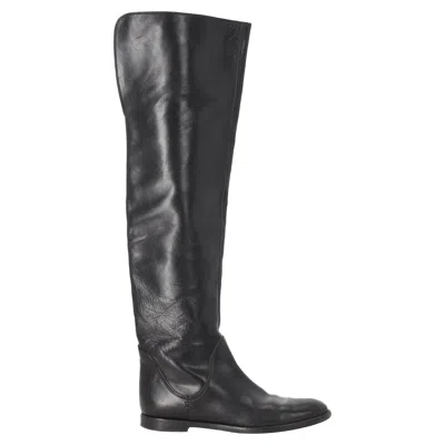 Gianvito Rossi Slip-on Knee-high Boots In Black Leather