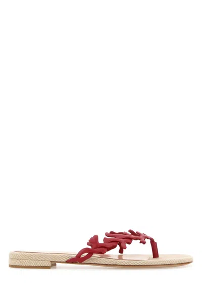 Gianvito Rossi Slippers Infradito In Pelle Rossa  Donna