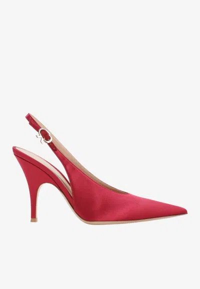 Gianvito Rossi 95mm Sofia Crepe Satin Slingback Pumps In Syrah