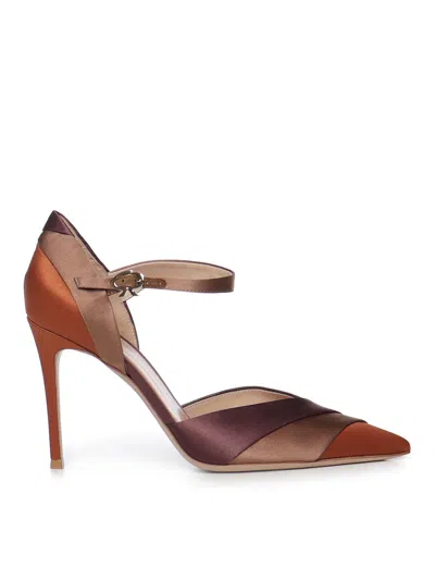 Gianvito Rossi Sofia Dorsay Satin Pumps In Silver