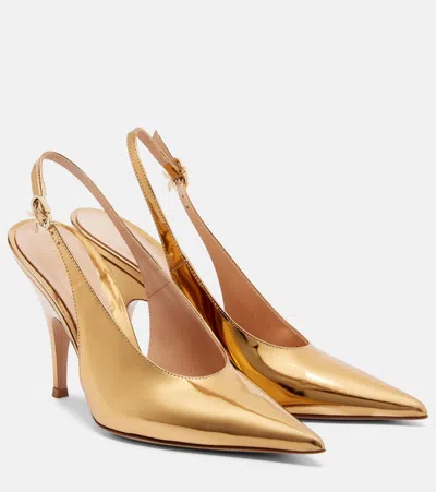 Gianvito Rossi Sofia Metallic Leather Slingback Pumps In Gold