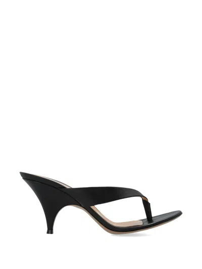 Gianvito Rossi 70mm Sofia Leather Thong Sandals In Black
