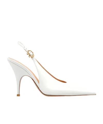 Gianvito Rossi Sofia Pointed Toe Slingback Pumps In White