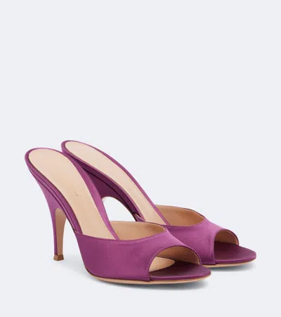 Gianvito Rossi Sofia Satin Mules In Purple