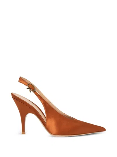 Gianvito Rossi 95mm Sofia Crepe Satin Slingback Pumps In Brown