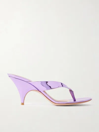 Gianvito Rossi Sofia Thong 70 Mirrored-leather Sandals In Purple