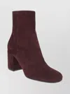 Gianvito Rossi Soft Suede Ankle Boot With Block Heel In Burgundy