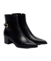 Gianvito Rossi Solid Color Leather Ankle Boots In Black