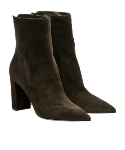 Gianvito Rossi Solid Color Suede Ankle Boots In Brown