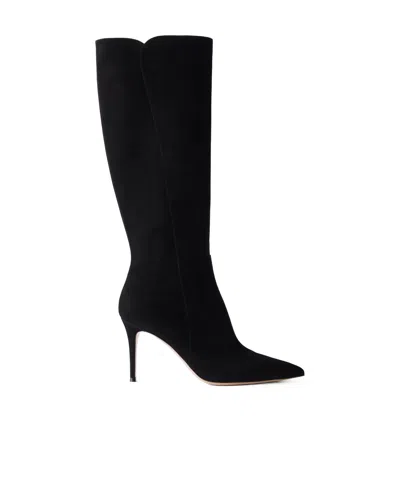 Gianvito Rossi Solid Suede Knee-high Boots In Black