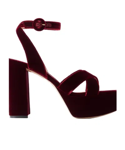 Gianvito Rossi Solid Velvet Sandals In Brown