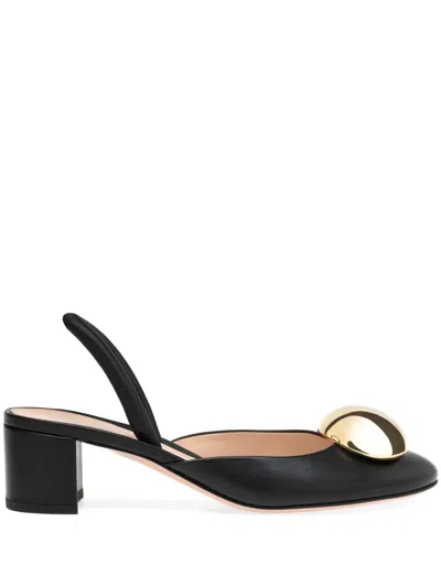 Gianvito Rossi Leather Dome Slingback Pumps In Black