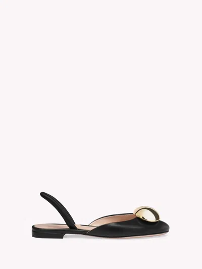 Gianvito Rossi Leather Dome Slingback Ballerina Flats In Black