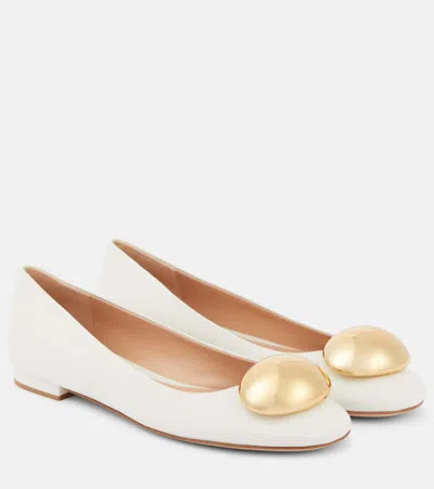 Gianvito Rossi Sphera Leather Ballet Flats In White