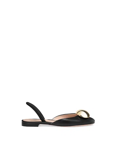 Gianvito Rossi Leather Dome Slingback Ballerina Flats In Black