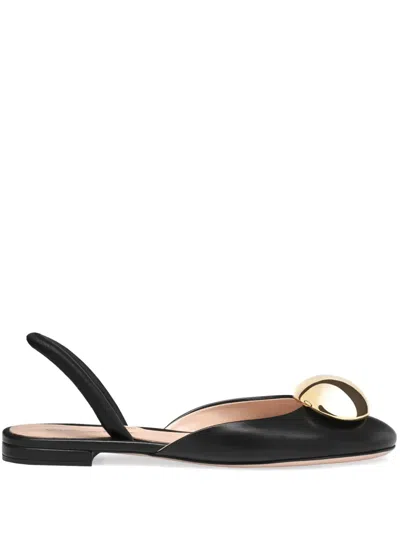 Gianvito Rossi Leather Dome Slingback Pumps In Black