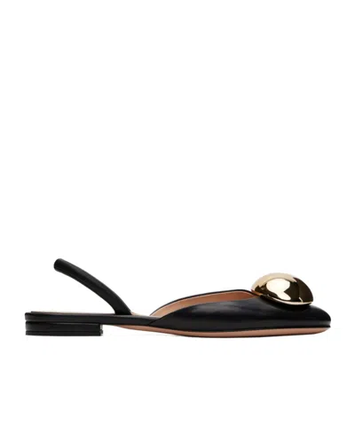Gianvito Rossi Leather Dome Slingback Ballerina Flats In Black
