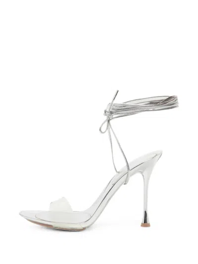 Pre-owned Gianvito Rossi Spice Ankle-wrap Sandals In Silver