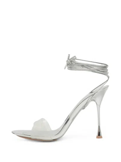 Pre-owned Gianvito Rossi Spice Lace-up Sandals In Silver