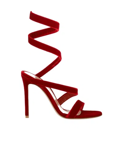 Gianvito Rossi Spiral Strap Heeled Sandals In Red