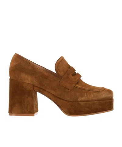 Gianvito Rossi Square Toe Block Heel Pumps In Brown