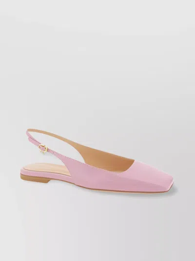 Gianvito Rossi Square Toe Calfskin Flat Sole Sandals In Pink