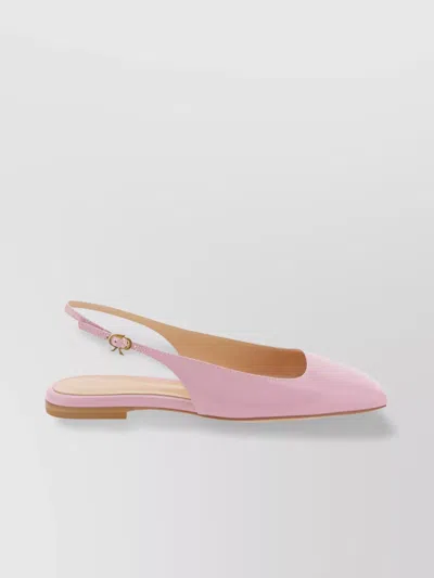 Gianvito Rossi Square Toe Calfskin Flat Sole Sandals