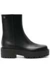 Gianvito Rossi Leather Square-toe Zip Booties In Black